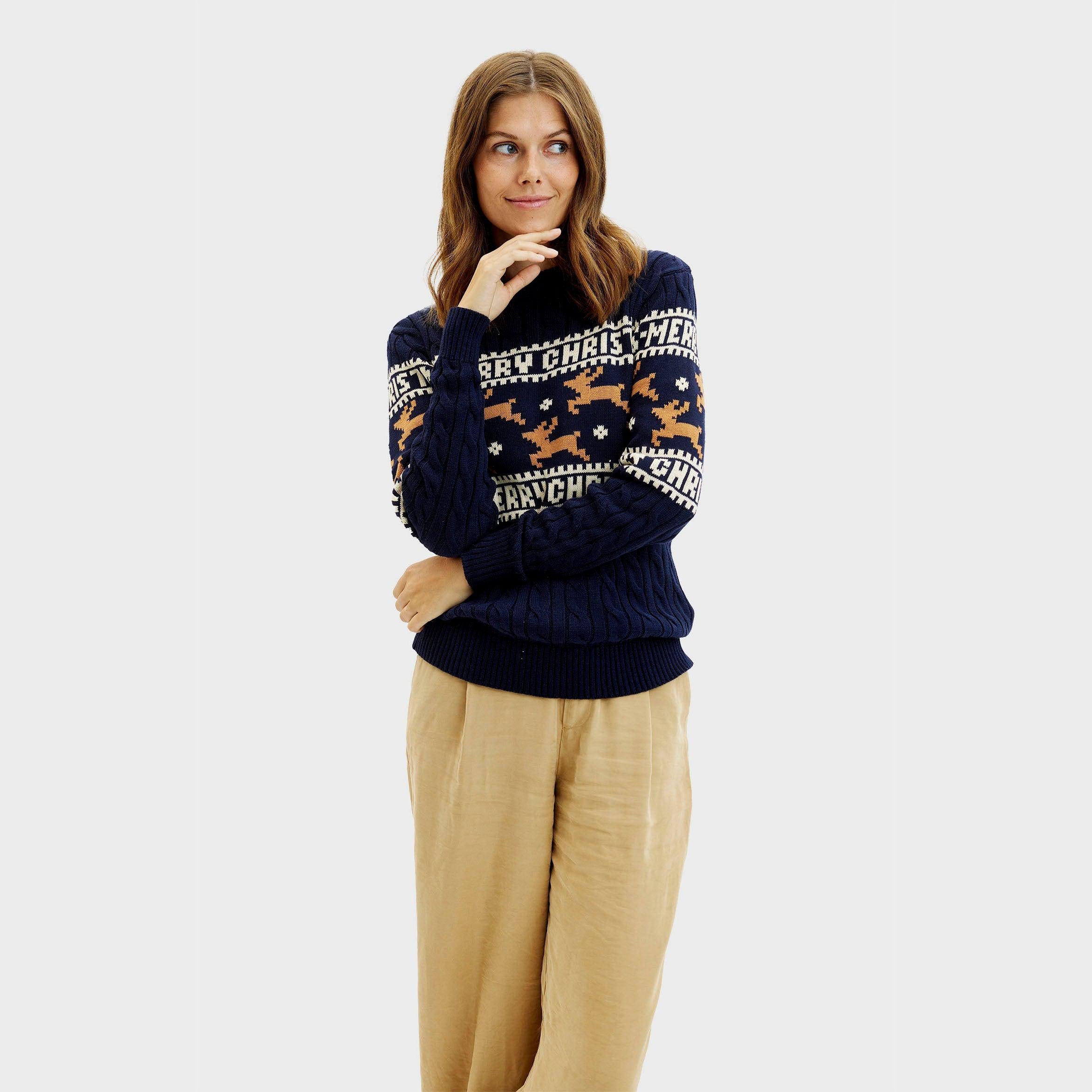 The Elegant Blue Christmas Sweater β Women